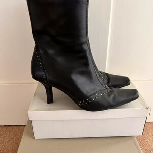 Liz Claiborne Black Studded Heeled Boots